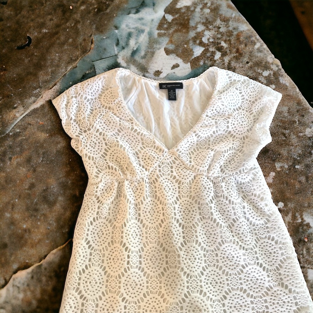 Pretty White Sundress. Crochet and fully lined. Pool. Beach. Swimsuit cover-up🤍 - Picture 3 of 16